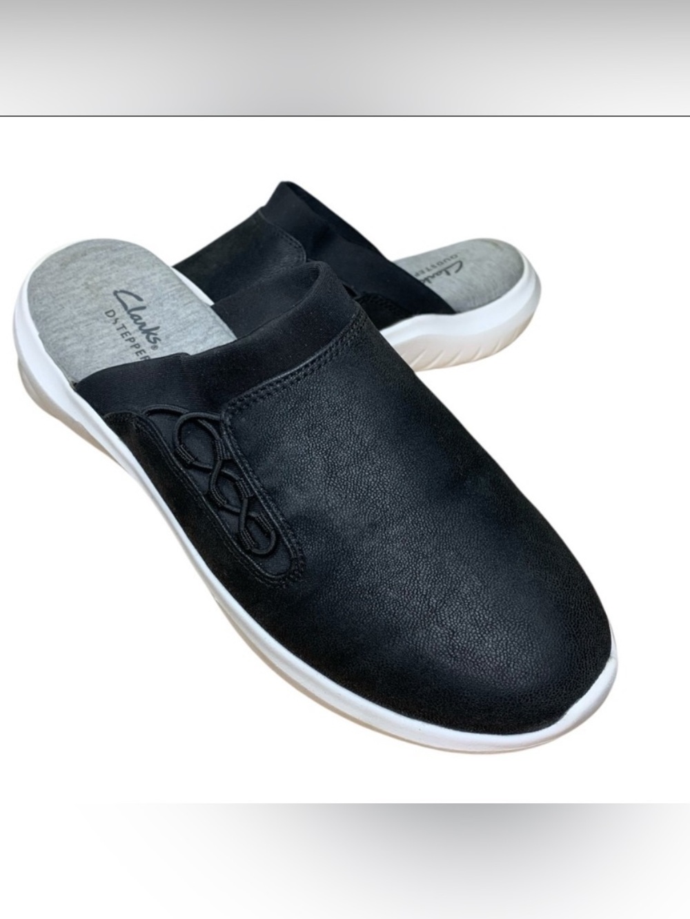 Clarks Cloudstepper Nova Black Mules 7 Comfort Slip On Ortholite Sandals Shoes